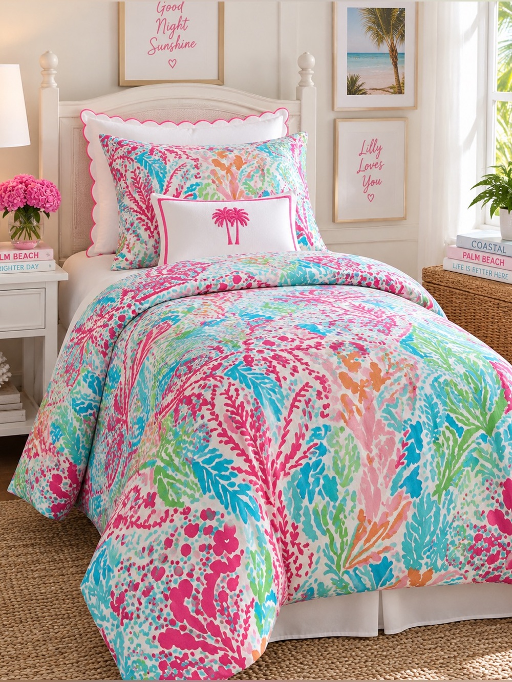 Lilly Pulitzer Garnet Hill Lets Cha Cha Twin Duvet Cover Coral Reef RARE HTF